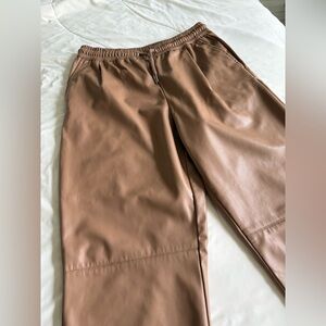 NWOT Zara Brown Faux Leather Pants Size S
